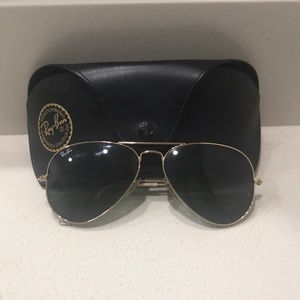 Rayban aviators black lenses gold frame